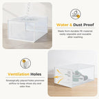 NEWBULIG 15 Pack Clear Shoe Storage Boxes, Shoe Organizer for Closet with Lid, Plastic Stackable Breathable Shoe Cabinet with Lid for Sneakers, Heels & Boots, White