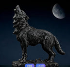 Black Howling Wolf Statue, Realistic Wild Wolf Sculpture, Resin Animal Figurine for Home Decor, Office Desk, Shelf, Wildlife Lover Gift