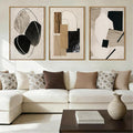 Large Abstract Paintings Framed Neutral Canvas Prints Mid Century Modern Wall Art Abstract Wall Decor Neutral Wall Pictures Elegant Modern Paintings for Living Room Bedroom Bathroom Office 36x24 Inch 3 Piece