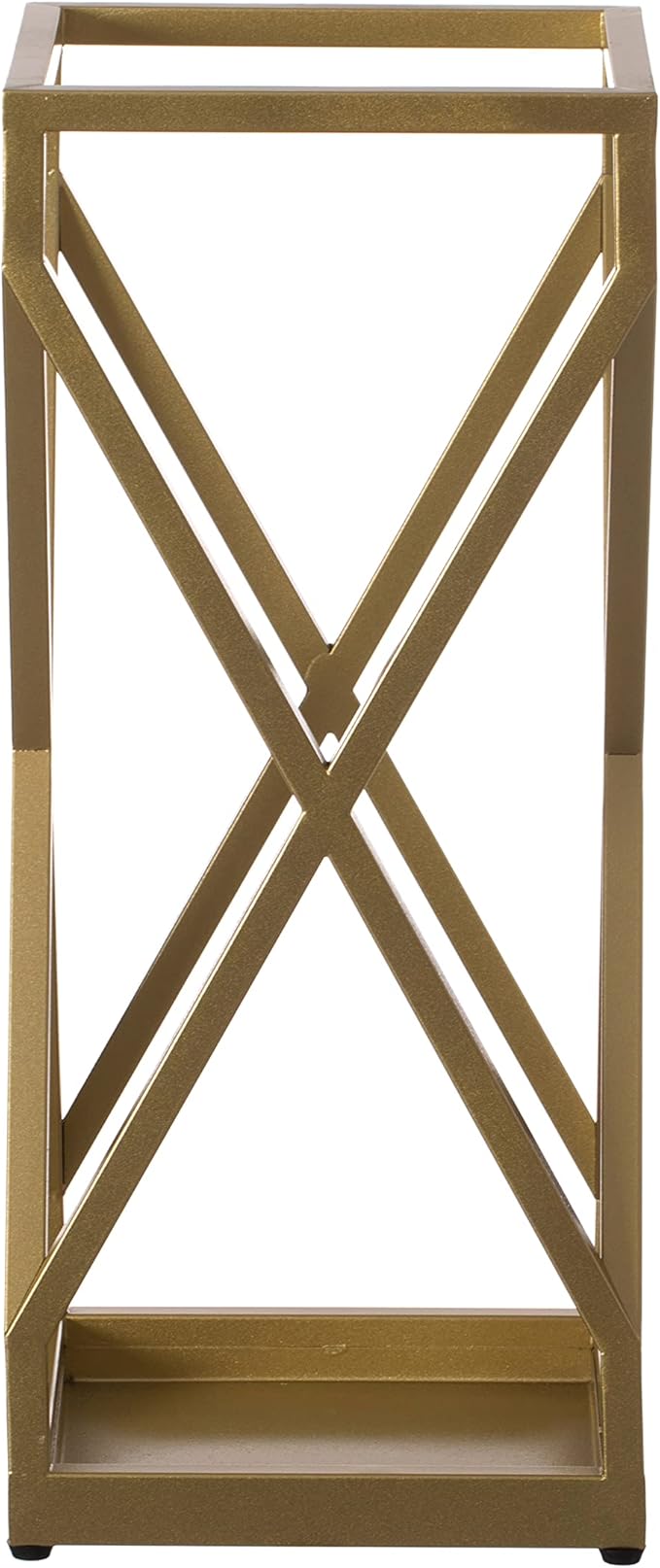 Vintiquewise Decorative Gold Square X Design Umbrella Holder Stand for Indoor and Outdoor
