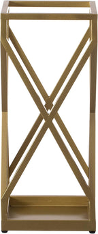 Vintiquewise Decorative Gold Square X Design Umbrella Holder Stand for Indoor and Outdoor