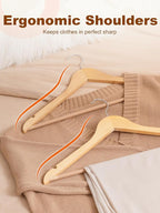HOUSE DAY Bulk Wooden Hangers 2000 Pack（100 Cases, 20 Pack/Case）, Solid Wood Hanger with Non Slip Pant Bar, Heavy Duty Wooden Coat Hanger for Closet, Smooth Wood Clothes Hangers for Shirts, Natural