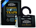 Dr. Killigan's Premium Clothing Moth Traps with Pheromones Prime | Non-Toxic Clothes Moth Trap with Lure for Closets & Carpet | Moth Treatment & Prevention | Case Making & Web Spinning (Black)