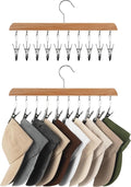 StorageWorks Hat Rack, Closet Organizer and Storage for Baseball Caps,Set of 2 with 10 Adjustable Stainless Steel Clips, Fits All Caps, Natural Wood Color