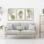KAlRNE Boho Botanical Framed Canvas Wall Art Set of 3(16”X24”),Abstract Sage Green Wall Decor,Minimalist Watercolor Picture,Modern Geometric Black Line Art Prints For Living Room Bedroom Office
