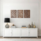 qmmp Modern Wooden Wall Sculptures - Set of 3 - Home Decor Accent - Large Wall Art for Living Room, Bedroom, Office - Easy Installation (Walnut, Large - Direction)