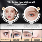 MIYADIVA Makeup Mirror with Lights,20X Magnifying Mirror with Light and Touch Switch,Vanity Mirror with 3 Color Light and 80 LEDs,2-Sided Lighted Magnified Mirror 8.8 Inches