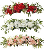 TITA-DONG 25.6inch Artificial Rose Peony Flower Swag, Front Door Peony Floral Arch Garland Swag Hydrangeas Eucalyptus Leaves Wreath for Wedding Arch Front Door House Wall Decoration(red)