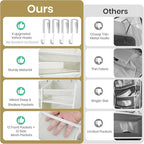 HOMELUX THEORY UPGRADED 6 Tiers Over The Door Organizer Hanging - 100D EXTRA THICK & 50lbs HUGE CAPACITY, 12 Side Mesh Pockets Over The Door Shoe Organizer, Hanging Closet Organizer (Ivory, XL)