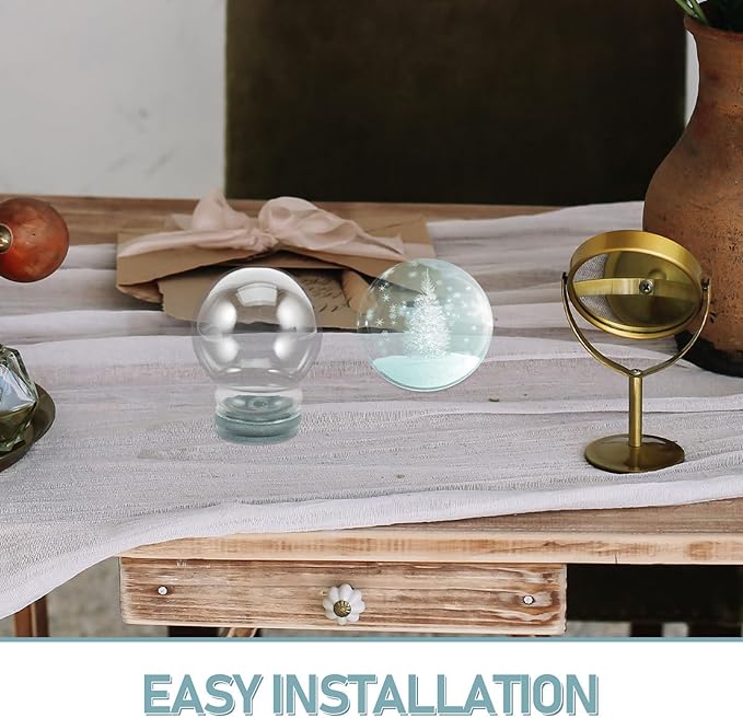 2pcs Glass Snow Globes: Clear Fillable Snow Water Globe Rubber Base Candy Bottle Jar for DIY Craft Home Christmas Winter Decoration 80mm