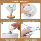 Fenmzee Small Table Lamp for Bedroom - Inline Control, Bedside Lamp with 3000K A15 LED Blub, Easy Assembly (White Shade - Wood Base, 9" Inline Control)