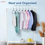 HOUSE DAY Black Plastic Hangers 40 Pack, Plastic Clothes Hangers with Built-in Strap Hooks, Space Saving Slim Hanger for Closet Organizers and Storage, Durable Clothing Hanger for Shirts Blouses Tops
