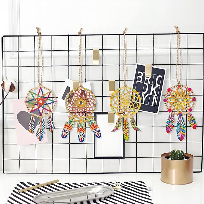 Wood Dream Catcher Ornament: 40pcs Mini Dreamcatcher Arts Craft Hanging Nursery Bedding Room Decorations Car Wall Catchers Kit