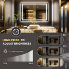 LOAAO 50"x36" LED Bathroom Mirror with Lights, Anti-Fog, Dimmable, Backlit + Front Lit, Lighted Bathroom Vanity Mirror for Wall, Memory Function