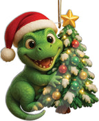 Dinosaur Ornament, Dinosaur Christmas Ornament, Christmas Ornaments Kids, Boy Ornaments for Tree, Dino Ornaments for Xmas, Novelty Santa Claus Gift