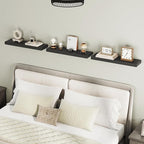 RALGEND Floating Shelves for Wall, 1.5" Thick Wall Shelf Set of 3 with Invisible Brackets, 23.6L x 7.9W Hanging Book Shelves Farmhouse Home Decor for Bathroom, Living Room, Bedroom, Black 6301BJP3BK