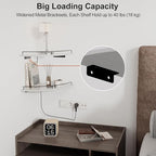 JJL Corner Shelf Wall Mounted, 12 Inches 2-Tier Floating Corner Shelf, Fan-Shaped Rustic Wood Decor with Fence, White Floating Shelves for Apartment Bedroom Kitchen Bathroom