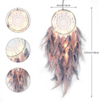 KHOYIME LED Dream Catcher Light Up Handmade Feather Dreamcatchers Boho Wall Hanging for Girls Kids Bedroom Bohemian Home Decor Wedding Ornament Craft Gift (Pink&Grey)