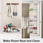 SLEEPING LAMB Over The Door Shoe Organizer for Closet with Large Deep Pockets, Narrow Shoe Rack for Door Hanging Boots Storage, Beige