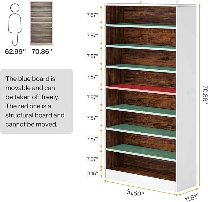 Tribesigns 2PCS Shoe Cabinet, 9 Tiers 40-45 Pairs Heavy Duty Wood Freestanding Shoe Storage Cabinet, 70.8'' Tall Shoe Cabinet with Open Storage for Entryway (White & Brown)
