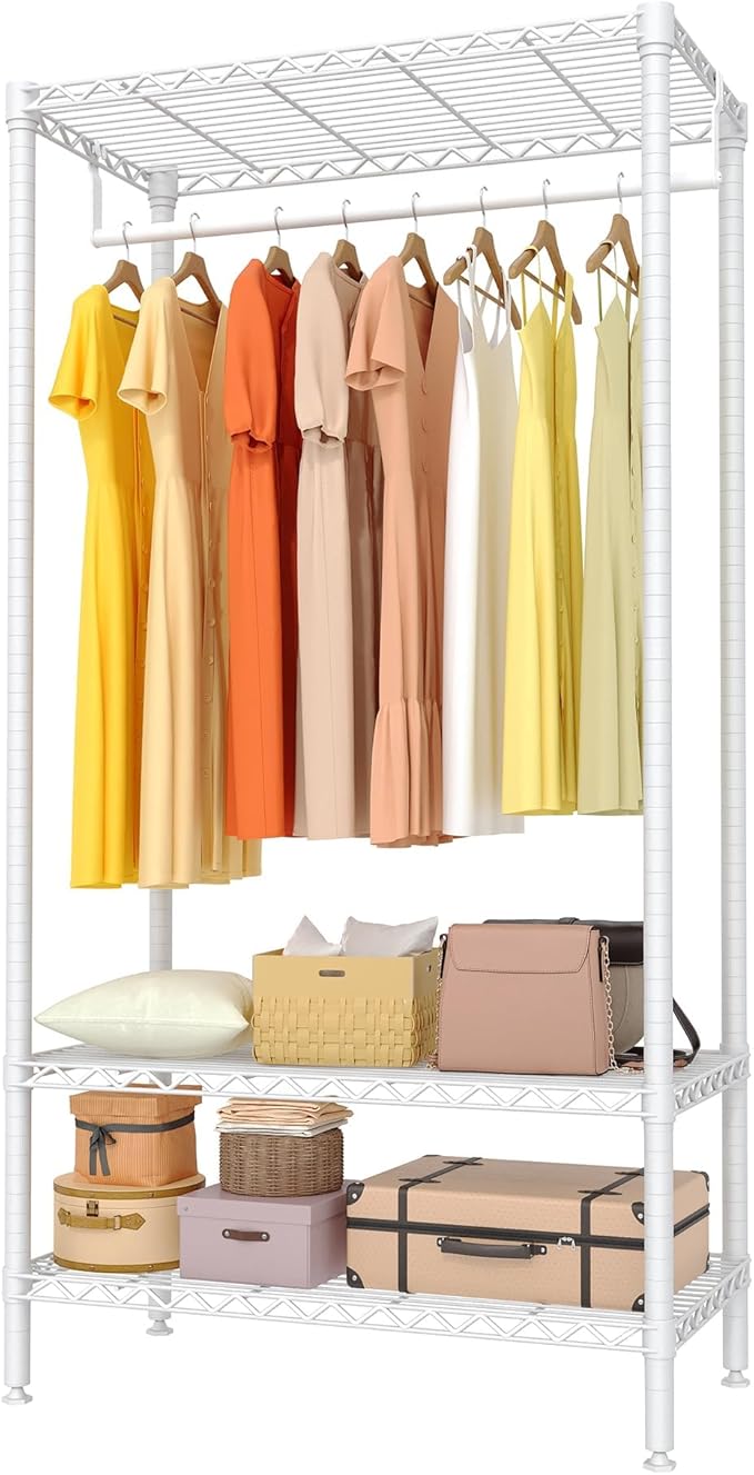 Clothes Rack with Shelves Load 660lbs Adjustable Metal Wire Shelving Garment Rack Freestanding Closet Organizers and Storage