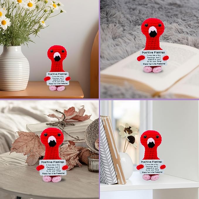 Valentines Day Decor, Positive Flamingo Gifts Love Support, Flamingo Desk Decorations Accessories for Women Men on Valentines Day