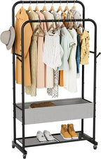 Clothes Garment Coat Rack Drying Clothing Racks Metal Freestanding for Hanging Clothes Portable Closet for Laundry Bedroom Black