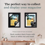 Creative Picture Frames 8.5 x 11.25 Magazine Frame with Full-Strength Glass, Holds Up To A 1/4" Thick Media with Installed Hangers for Easy Mounting, 11x14 Black Frame with Black Mat