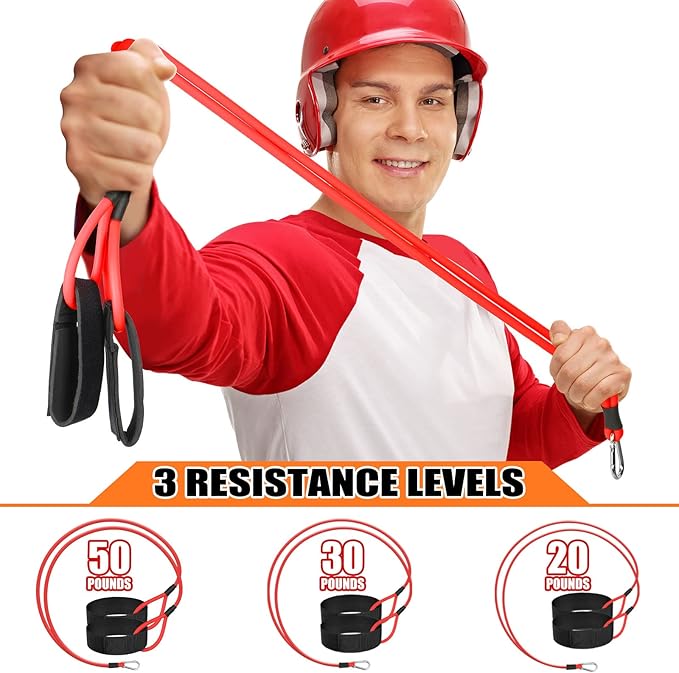 Skylety 3 Pcs Baseball Resistance Bands Youth & Adult Exercise Baseball Pitching Training Bands, 3 Levels 20/30/50 Lbs