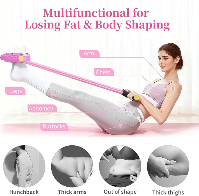 Pedal Resistance Bands with Handles, Upgrade 6-Tubes Manual Tension Training Pedal, Natural Rubber Foot Pedal Resistance Bands, Multifunction Fitness Bands for Abdomen, Waist, Arm, Leg