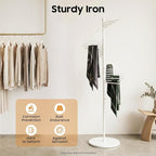 Scarf Organizer Stand, 67" Freestanding Scarf Display Rack with 30 Rods, Metal Spiral Scarf Holder Belt Pants Hanger for Commercial Clothing Retail Store Home, Space Saving Shelves(White)