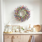 LZNPA 26 Inch Large Lavender Wreath for Front Door Greenery Summer Spring Wreaths for Front Door Wreaths for Front Door All Seasons for Wedding Farmhouse Wall Porch Window Decor(Red Pink Lavender)