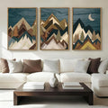 BINCUE Framed Mountain Wall Art Landscape Wall Decor Moon and Nature Artwork Mountains Wall Pictures Nature Landscape Art Prints Rustic Mountain Paintings for Farmhouse Bedroom Living Room Office 16x24 Inches Set of 3
