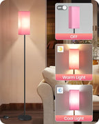 Set of 2 Floor Lamps for Living Room, Modern Tall Standing Lamps with Foot Switches, Bulb Not Included, 64.6'', for Living Room, Bedroom, Study, Kids Room, Pink and Black P07LDP205W1