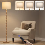 BOBOMOMO 62" Rustic Farmhouse Floor Lamp with Remote & Dimmable 9W Bulb, 3 Color Temperatures Resin Standing Lamp, Retro Corner Tall Lamp for Living Room, Bedroom, Nursery, Office, Reading Nock