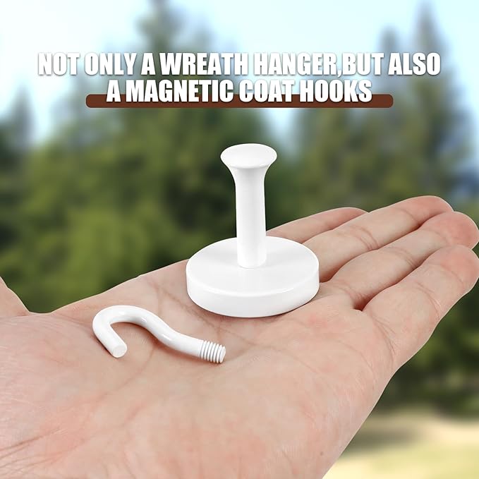 Neosmuk Magnetic Coat Hook,170lb Strong Extra Heavy Duty Magnet Hooks,Magnetic Wreath Hanger/Holder for Metal Doors,Purse,Towel,Stocking,Cruise Cabin,White,6 Pack