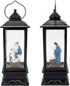 Wondise Lighted Christmas Snow Globes Musical Lantern with Timer, 12 Inches USB Powered & Battery Operated Spinning Water and Swirling Glitter (Jesus)