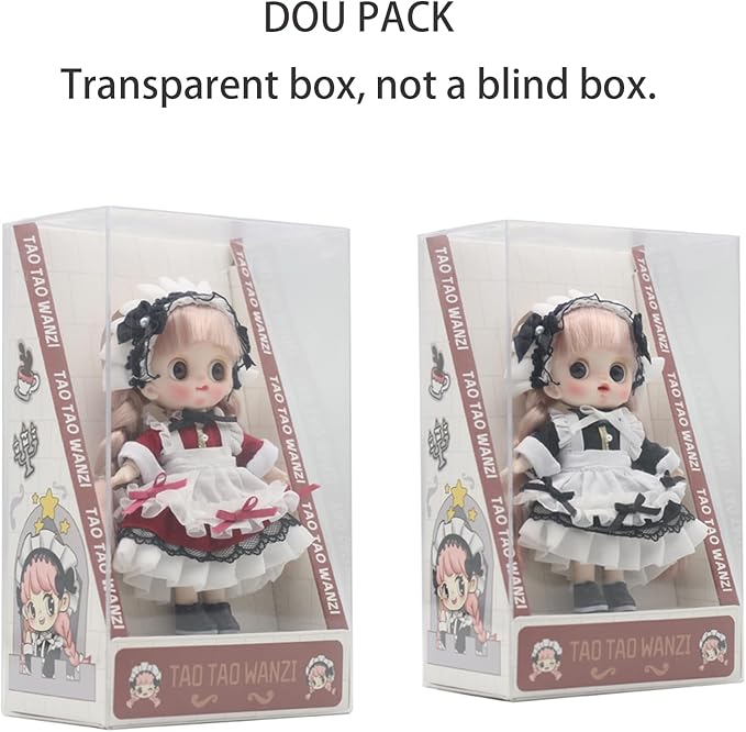 OB11 BJD Dolls, 2Pcs 12 Points Articulated Anime Action Figures with Interchangeable Heads & Removable Lolita Clothes, Cute Collectible Small Doll for Girls, Surprise Birthday Gift