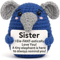 Funny Sister Gifts, Handmade Crochet Elephant Doll, Cute Emotional Support Animal Gift for Sister Bestie, Inspirational Love You Gift, Birthday Idea