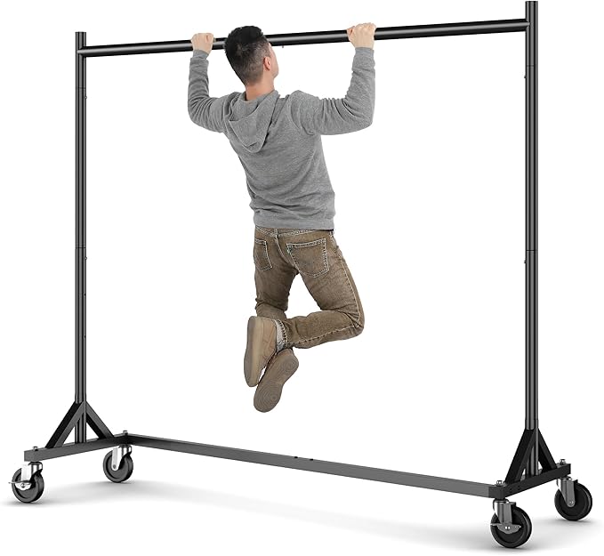 HOKEEPER Commercial Z Base Garment Rack Hold 500LBS Heavy Duty Clothing Rack Adjustable Rolling Clothes Rack for Hanging Clothes Racks on Wheels Portable Z Rack, Black