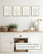 Drsoum Botanical Plant Framed Wall Art Boho Wall Decor for Bathroom Sage Green Eucalyptus Leaf Prints Minimalist Aesthetic Ready to Hang Set of 4, 11x14 in (Natural Framed)