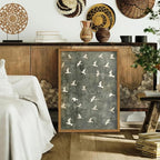 Framed Vintage Flying Bird Canvas Wall Art, Minimalist Abstract Flock of White Birds Pictures Wall Decor, Cottagecore Nature Wildlife Prints Paintings for Living Room Bedroom Home Office 12x16 inch