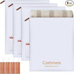 4 Pack Cashmere Storage Bags with 4 Cedar Blocks, Cotton Sweater Garment Storage Pouches with Natural Cedar for Odor Control, Closet Drawer Seasonal Clothing Organizer,17 x 13.5 Inch