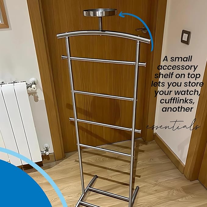 Kings Brand Furniture - Lebedev Metal Suit Valet Stand, Clothes Rack, Chrome