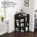 Aheaplus Corner Cabinet, Black Corner Storage with USB Ports and Outlets, Corner Cube Toy Storage for Small Space, Wooden Cubby Corners Bookshelf with 9 Cubes for Playroom, Bedroom, Living Room, Black