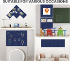 Large Cork Board Alternative 36" X 24" Bulletin Board - 6 Pack Removable Felt Wall Tiles with 20 pushpins, Large Cork Boards for Walls Cork Board for Office Pin Board Tack Board - Denim Blue