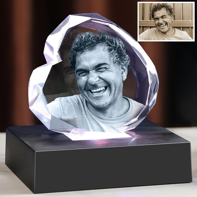 3D Crystal Photo, Personalized Gifts for Women, Wife, Her, Him, Men, Husband,Mom,Custom Photo Gifts,Personalized Birthday, Anniversary, Memorial Gift