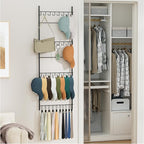 HapiRm Over the Door Hat Organizer - 4 Tier Wall Mounted Hat Rack with 24 Hooks and 10 Movable Clips, Hanging Baseball Cap Organizer Storage Holds to 34 Caps for Door, Bedroom, Closet