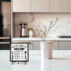 DETIHO Farmhouse Kitchen Decor Wooden Plaque, Above Cabinet Decor, Rustic Wooden Sign with Iron Stand for Home Kitchen Table Shelf Decoration - G03