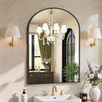 Sweetcrispy 38"x30" Arched Black Bathroom Mirrors for Wall, Bathroom Mirrors for Over Sink, Metal Framed with HD Shatter-Proof Glass for Entryway, Living Room, Bedroom, Home Decor